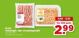 PLUS PLUS Gemengd-, kip- en pastagehakt aanbieding