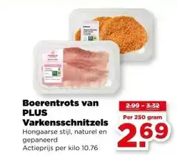 PLUS Boerentrots van PLUS Varkensschnitzels aanbieding