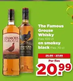 PLUS The Famous Grouse Whisky Fles 100 cl en smokey black Fles 70 cl aanbieding