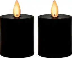 Intratuin Anna's Collection LED waxinelicht met timer zwart D 4,5 H 8 cm 2 stuks aanbieding