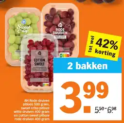Albert Heijn AH Rode druiven pitloos, sweet crisp pitloze witte druiven en cotton sweet pitloze rode druiven aanbieding