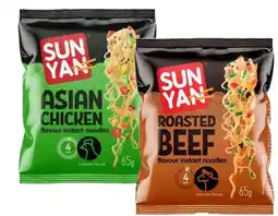 Budget Food Sun Yan Noodles Crispy Duck, Roasted Beef, Asian Style Chicken of Hot & Spicy aanbieding