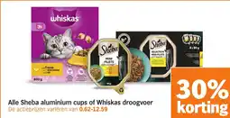 Albert Heijn Alle Sheba aluminium cups of Whiskas droogvoer aanbieding