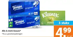 Albert Heijn Alle A-merk tissues aanbieding