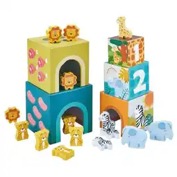 Trekpleister Playing Kids Safari Houten Stapelblokken aanbieding