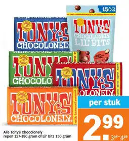 Albert Heijn Alle Tony's Chocolonely repen of Lil' Bits aanbieding