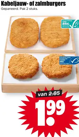 Dirk Kabeljauw of zalmburgers aanbieding