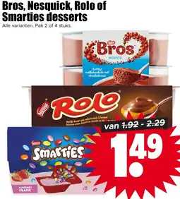 Dirk Bros, Nesquick, Rolo of Smarties desserts aanbieding