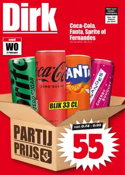 Dirk Coca-Cola, Fanta, Sprite of Fernandes aanbieding