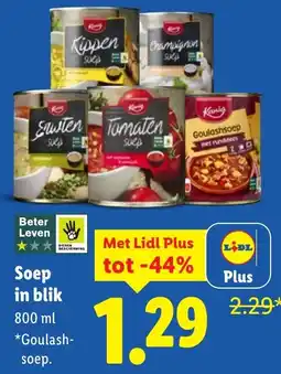 Lidl Soep in blik aanbieding