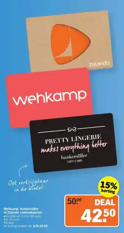 Albert Heijn Wehkamp, Hunkemöller of Zalando cadeaukaarten aanbieding