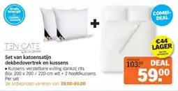 Albert Heijn Ten cate set van katoensatijn dekbedovertrek en kussens aanbieding