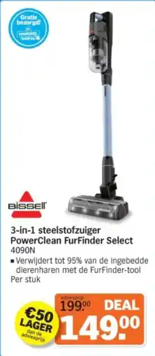 Albert Heijn Bissell 3-in-1 steelstofzuiger PowerClean FurFinder Select 4090N aanbieding