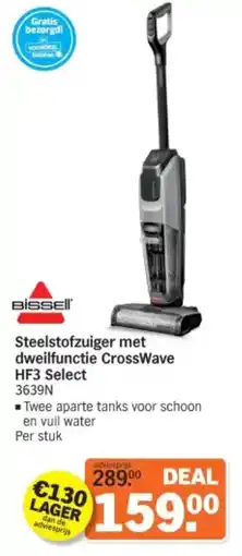 Albert Heijn Bissell Steelstofzuiger met dweilfunctie CrossWave HF3 Select 3639N aanbieding