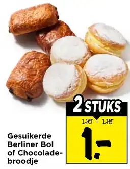 Vomar Voordeelmarkt Gesuikerde Berliner Bol of Chocolade- broodje aanbieding