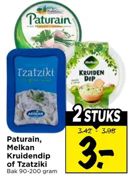 Vomar Voordeelmarkt Paturain, Melkan Kruidendip of Tzatziki aanbieding