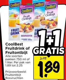 Vomar Voordeelmarkt CoolBest Fruitdrink of Fruitontbijt aanbieding