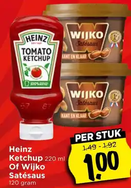 Vomar Voordeelmarkt Heinz Ketchup Of Wijko Satésaus aanbieding