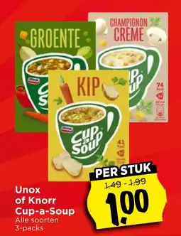 Vomar Voordeelmarkt Unox KIP of Knorr Cup-a-Soup aanbieding