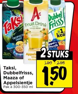 Vomar Voordeelmarkt Taksi, Dubbelfrisss, Maaza of Appelsientje aanbieding