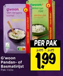 Vomar Voordeelmarkt G'woon Pandan- of Basmatirijst aanbieding
