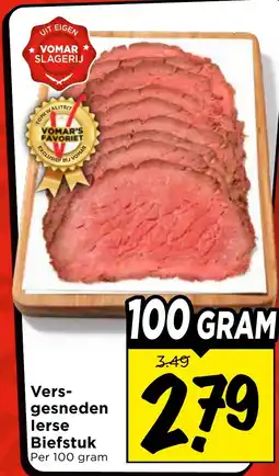 Vomar Voordeelmarkt Vers- gesneden lerse Biefstuk aanbieding