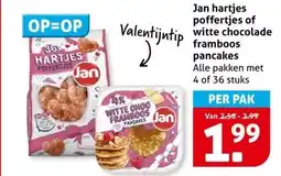 Hoogvliet Jan hartjes poffertjes of witte chocolade framboos pancakes aanbieding