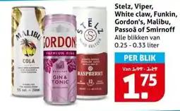 Hoogvliet Stelz, viper, white claw, funkingordon's, malibu, passoã of smirnoff aanbieding