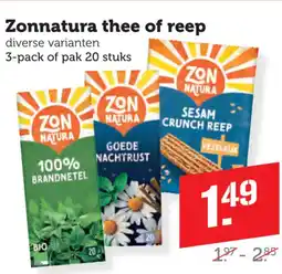 Coop Zonnatura thee of reep aanbieding