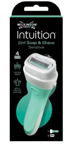 De Online Drogist Wilkinson Intuition 2in1 Soap & Shave Sensitive Scheerapparaat 1ST aanbieding