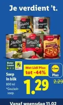 Lidl Soep in blik aanbieding