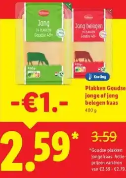 Lidl Plakken Goudse jonge of jong belegen kaas aanbieding