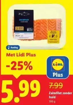 Lidl Zalmfilet zonder huid aanbieding