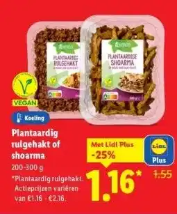 Lidl Plantaardig rulgehakt of shoarma aanbieding