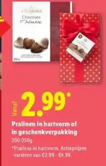Lidl Pralinen in hartvorm of in geschenkverpakking aanbieding