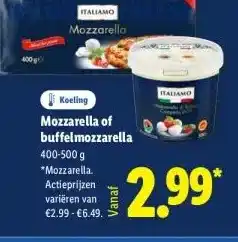 Lidl Mozzarella of buffelmozzarella aanbieding