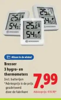 Lidl Bresser 3 hygro-en thermometers aanbieding
