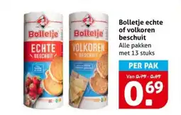 Hoogvliet Bolletje echte of volkoren beschuit aanbieding