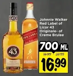 Vomar Voordeelmarkt Johnnie Walker Red Label of Licor 43 Originale- of Creme Brulee aanbieding