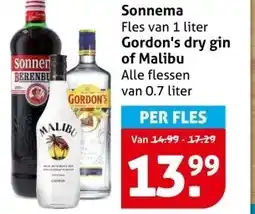 Hoogvliet Sonnema , Gordon's dry gin of Malibu aanbieding