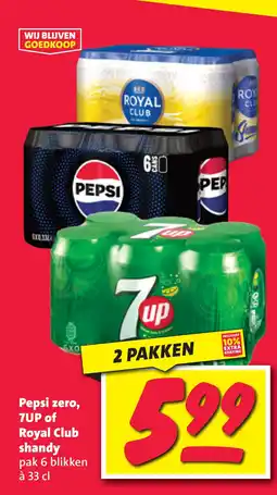 Nettorama Pepsi zero 7up of royal club shandy aanbieding