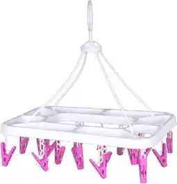 Bol.com Droogcarrousel/droogmolen wit/roze met 20 knijpers 28 x 40 cm - Droogrek/Droogmolen/Wasrekje aanbieding