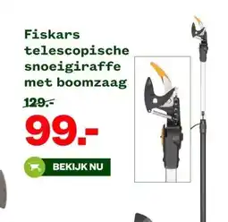 Welkoop Fiskars telescopische snoeigiraffe met boomzaag aanbieding