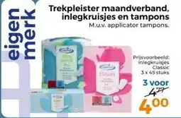 Trekpleister Trekpleister maandverband, inlegkruisjes en tampons aanbieding