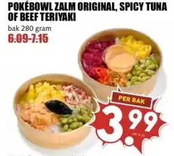 MCD Supermarkt POKÉBOWL ZALM ORIGINAL, SPICY TUNA OF BEEF TERIYAKI aanbieding