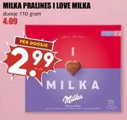 MCD Supermarkt MILKA PRALINES I LOVE MILKA aanbieding