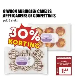 MCD Supermarkt G'WOON ABRIKOZEN CAKEJES, APPELCAKEJES OF CONFETTINI'S aanbieding