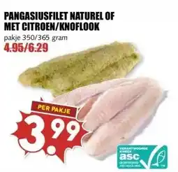 MCD Supermarkt PANGASIUSFILET NATUREL OF MET CITROEN/KNOFLOOK aanbieding