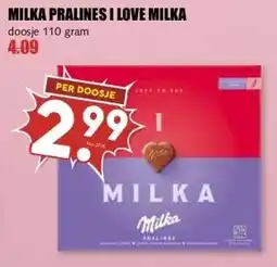 MCD Supermarkt MILKA PRALINES I LOVE MILKA aanbieding