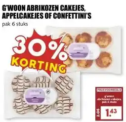 MCD Supermarkt G'WOON ABRIKOZEN CAKEJES, APPELCAKEJES OF CONFETTINI'S aanbieding